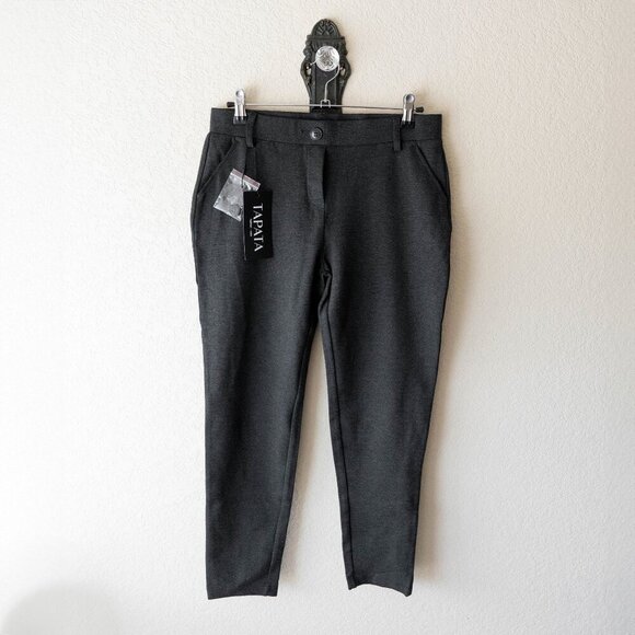 NWT Tapata Pants Sz M Gray Mid-Rise Cropped 26" Stretchy Modern - Picture 1 of 7